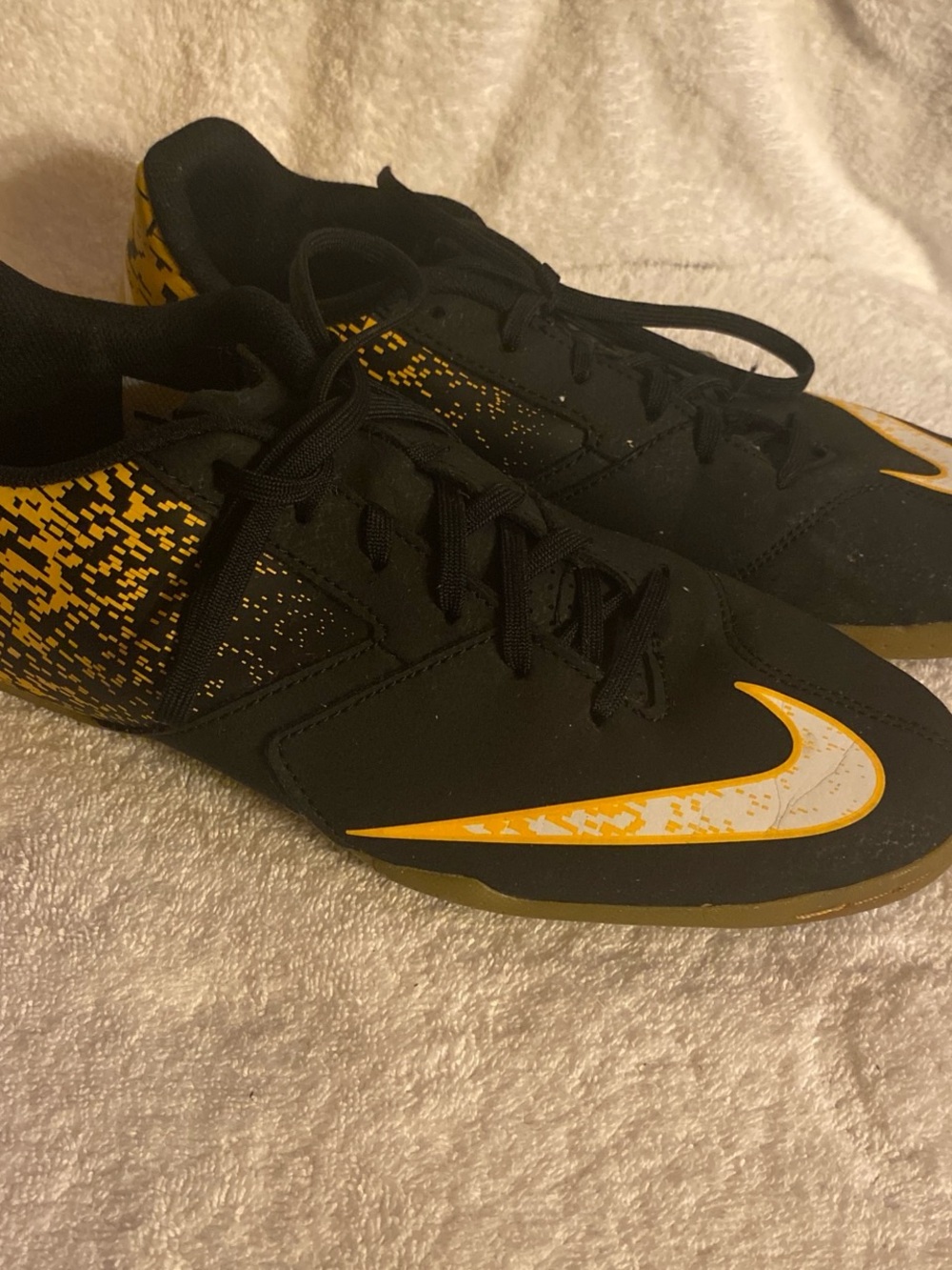 Nike Black and Yellow Indoor Soccer Sneakers